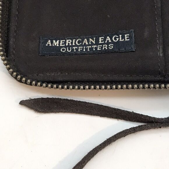 Vintage American Eagle Outfitters Brown Leather Wallet Coin Cash 5 CC Slots - Picture 3 of 7